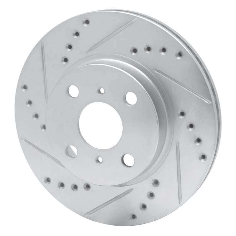 Toyota Prius Brake Rotor (1) - Front Left - R1 Concepts - Drilled & Slotted - Silver - `01-`03